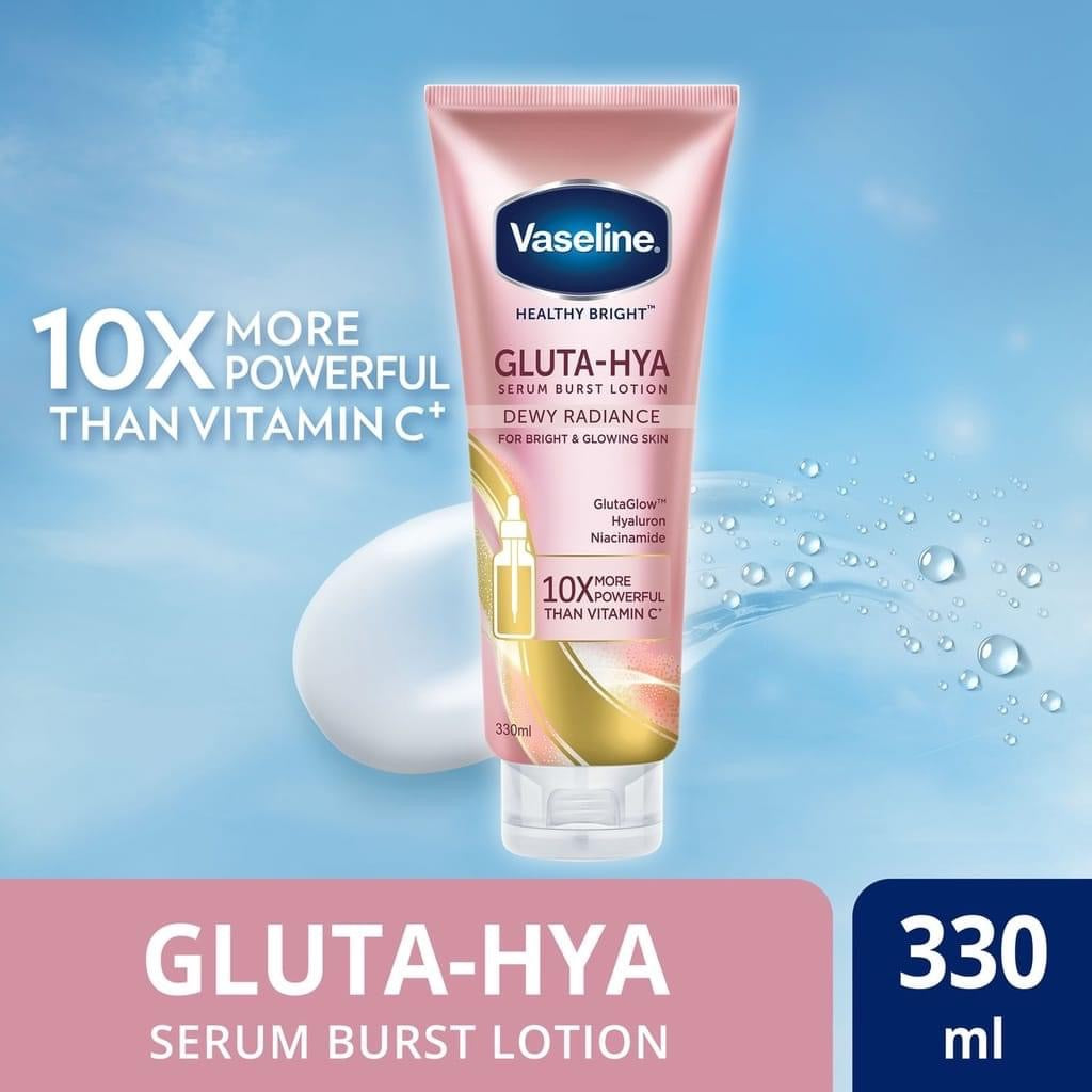 Vaseline Gluta - HYA Serum - Dewey Radiance 10X Whitening Lotion 330ml – My  Care Kits