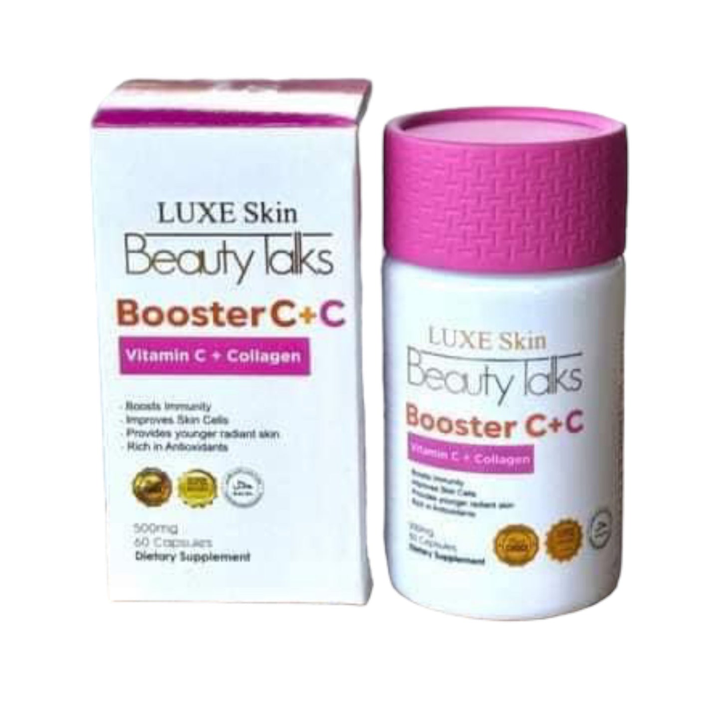 Luxe Skin -Beauty Talks Booster C+C | Vitamin C Collagen 60 Capsules (Pink Caps)