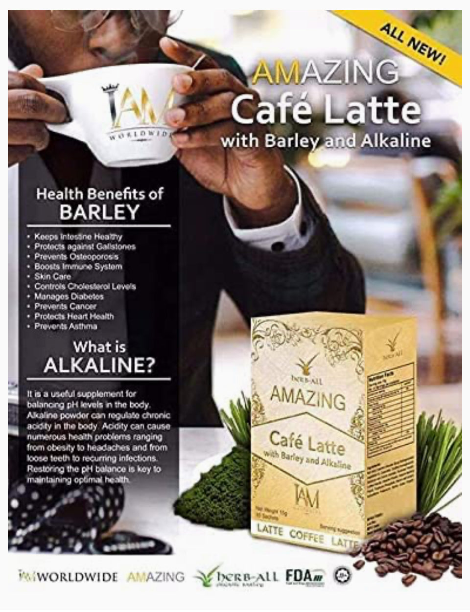 IAM AMAZING- CAFE LATTE W/ BARLEY & ALKALINE