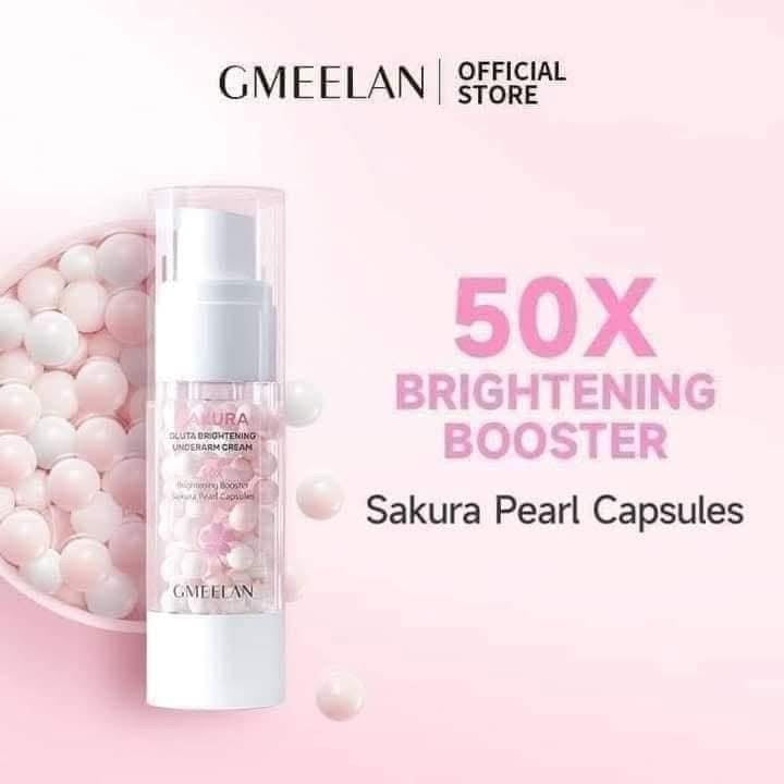 GMEELAN- SAKURA GLUTA WHITENING UNDERARM CREAM 50X BOOSTER SAKURA PEARL CAPSULES 30g