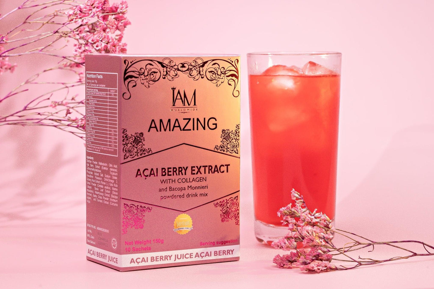 IAM AMAZING- Açaí Berry Extract w/ Collagen and Bacopa Monnieri Powder drink mix