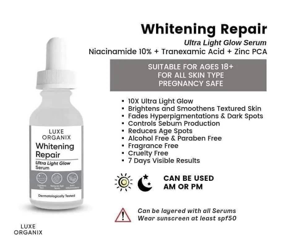 LUXE ORGANIX - WHITENING REPAIR ULTRA LIGHT GLOW SERUM 30ML